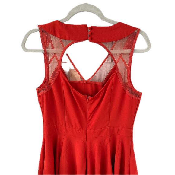 Red Cocktail Flare Dress for the Holidays or Summer, Size L - Picture 3 of 8
